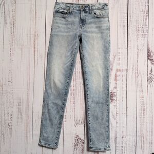 American Eagle Men's Flex Skinny Jeans 28x32 Blue Distressed Stretch Denim GUC